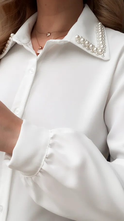 Biała koszula z ozdobnym kołnierzykiem ONE SIZE - R404A