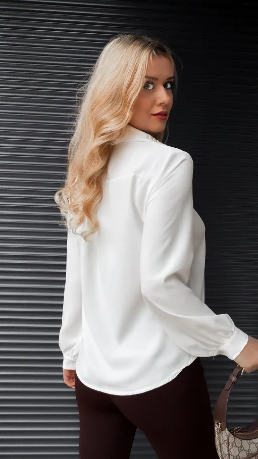 Biała koszula z ozdobnym kołnierzykiem ONE SIZE - R404A