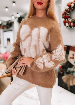 PREMIUM sweter z wełną BEŻOWY - L215
