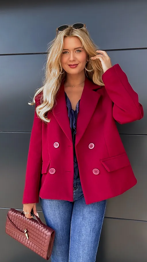 Płaszcz marynarkowy na jesień BORDO one size - R015