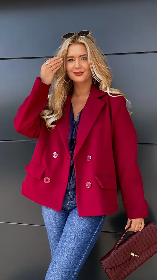 Płaszcz marynarkowy na jesień BORDO one size - R015