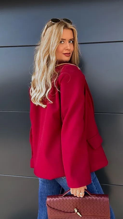 Płaszcz marynarkowy na jesień BORDO one size - R015