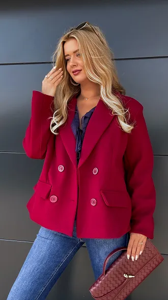 Płaszcz marynarkowy na jesień BORDO one size - R015