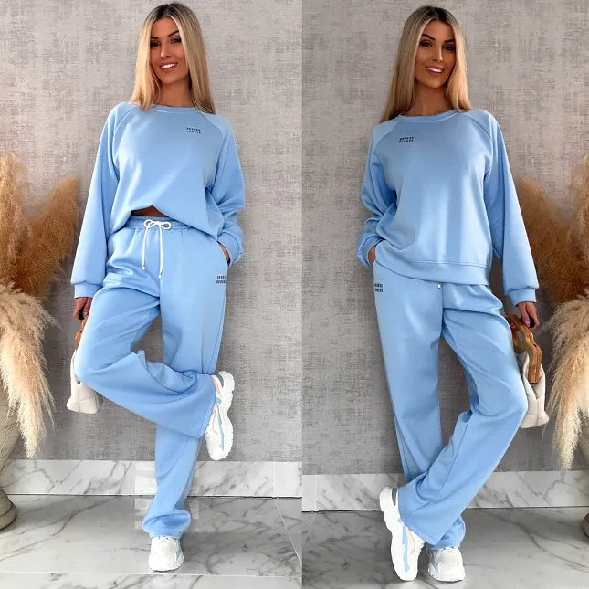 Błękitny dres MIN MIN bluza + spodnie one size - R666A