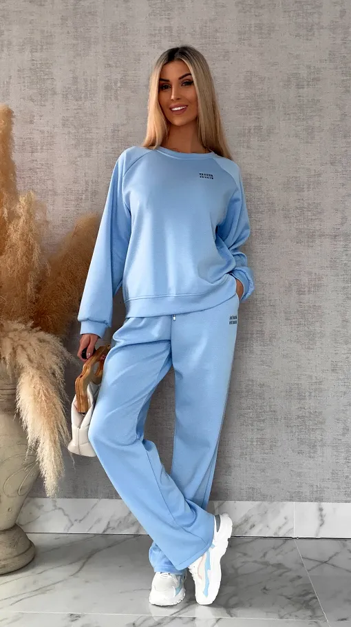 Błękitny dres MIN MIN bluza + spodnie one size - R666A