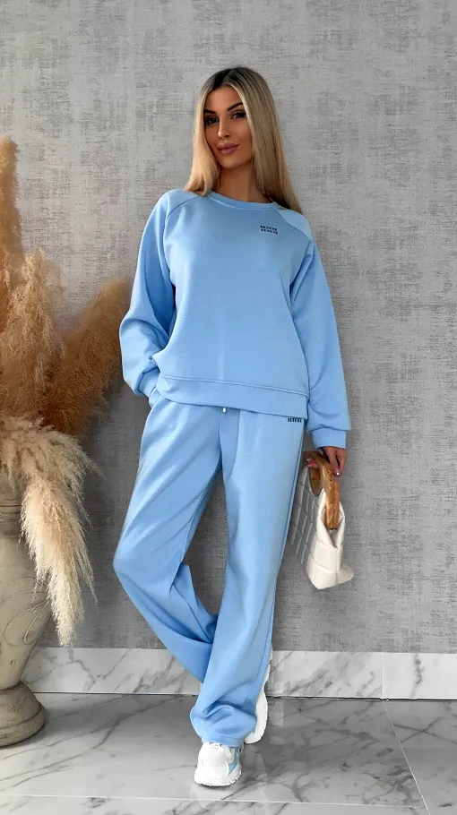 Błękitny dres MIN MIN bluza + spodnie one size - R666A