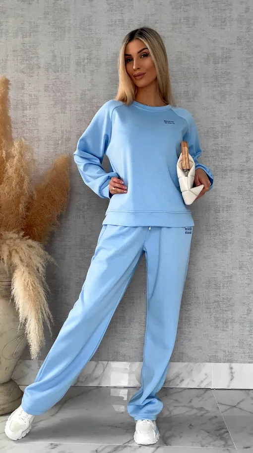 Błękitny dres MIN MIN bluza + spodnie one size - R666A