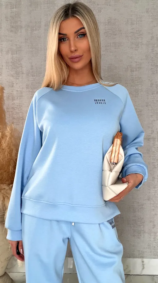 Błękitny dres MIN MIN bluza + spodnie one size - R666A