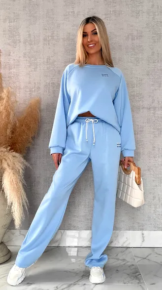 Błękitny dres MIN MIN bluza + spodnie one size - R666A