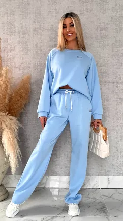 Błękitny dres MIN MIN bluza + spodnie one size - R666A