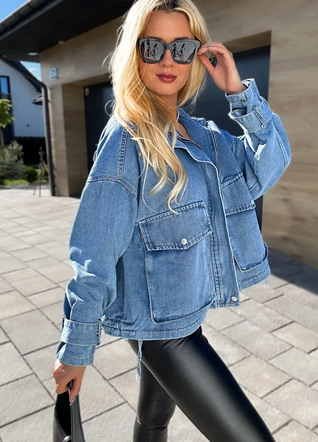 Modowa katana BLUE jeans na zamek z haftowanym tyłem - M269aaa