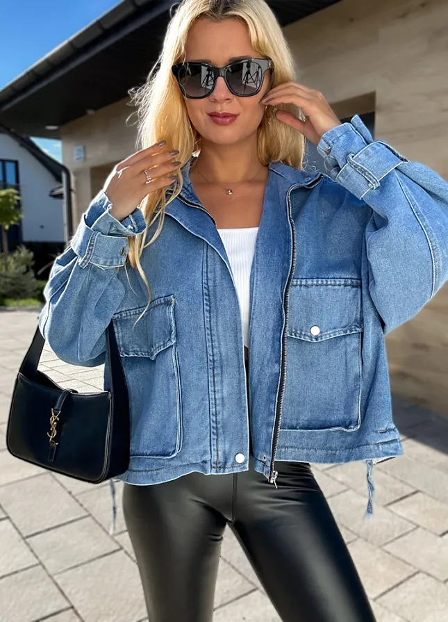 Modowa katana BLUE jeans na zamek z haftowanym tyłem - M269aaa