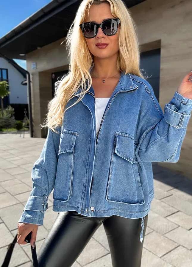 Modowa katana BLUE jeans na zamek z haftowanym tyłem - M269aaa