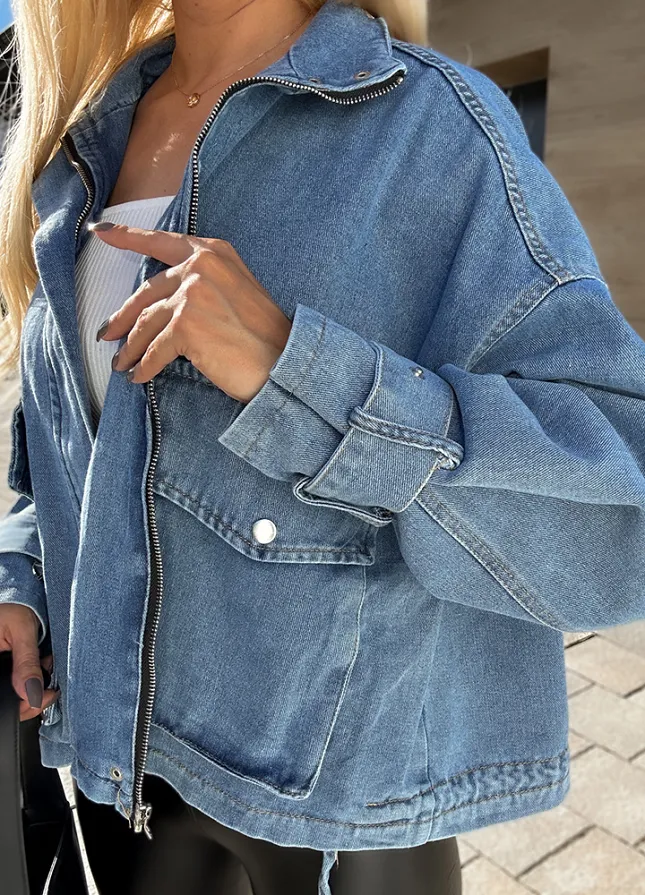 Modowa katana BLUE jeans na zamek z haftowanym tyłem - M269aaa