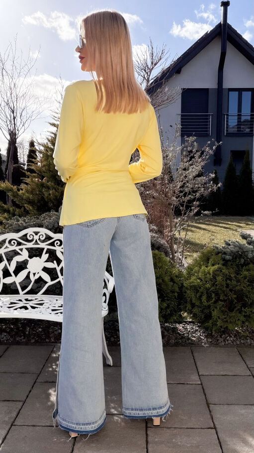 Elegancka żółta bluzka z kopertowym dekoltem ONE SIZE - R533A