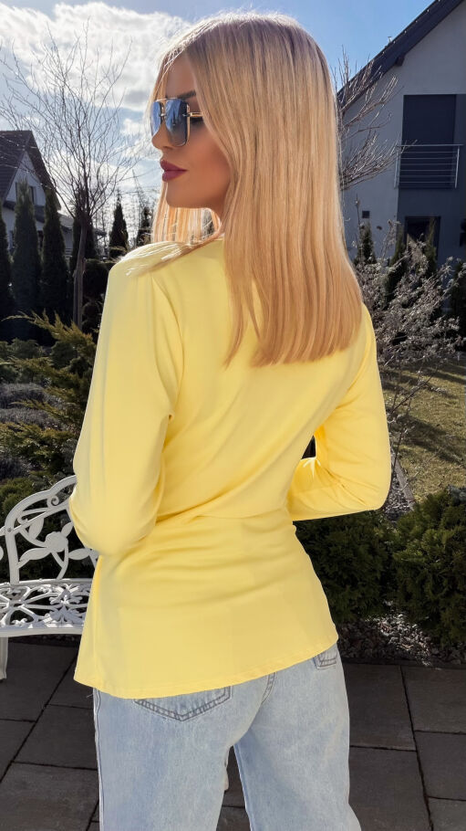 Elegancka żółta bluzka z kopertowym dekoltem ONE SIZE - R533A