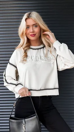 Bawełniana bluza damska BROOKLYN w kolorze ecru - R252