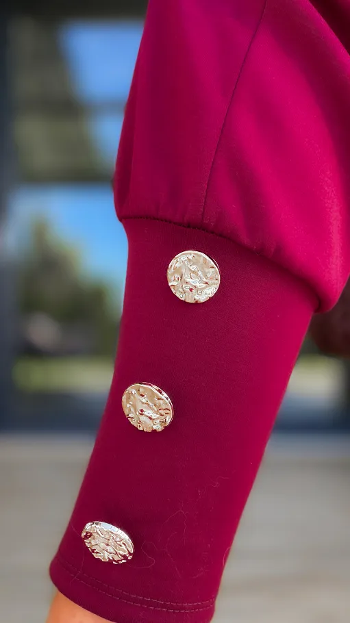 Wygodne dzianinowe spodnie z paskiem ONE SIZE bordo - R127C