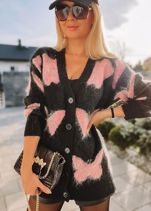 Premium wełniany sweter BUTTERFLY czarny - L206