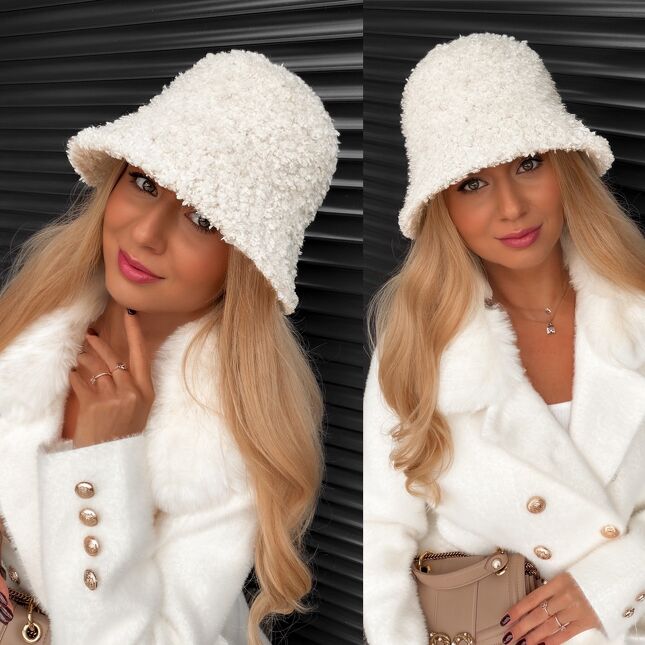 Ecru kapelusz bukla w stylu BUCKET - S626B