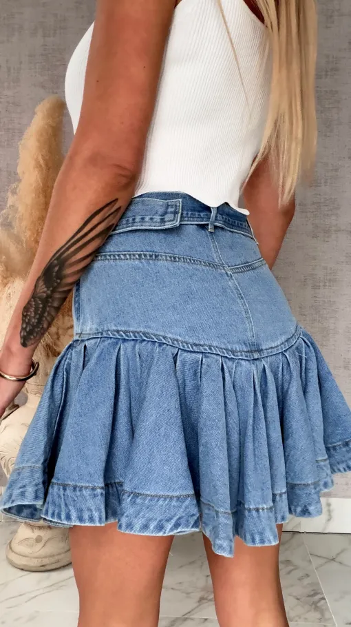 Modny jeansowy komplet katana + spódniczka BLUE JEANS - R704