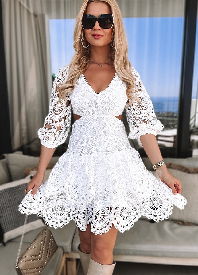 Cudowna koronkowa sukienka PREMIUM biała - L491B