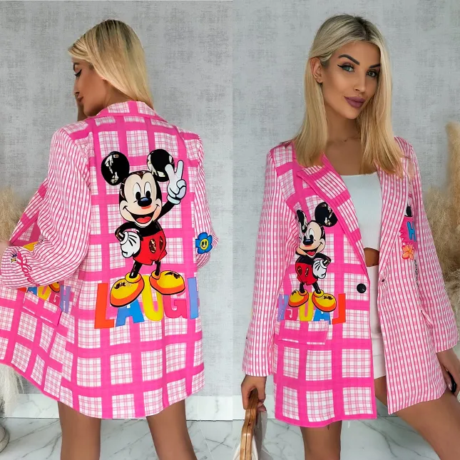 Oryginalna marynarka na wiosnę z bajkową myszką OVERSIZE - R888