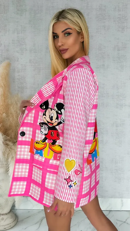 Oryginalna marynarka na wiosnę z bajkową myszką OVERSIZE - R888