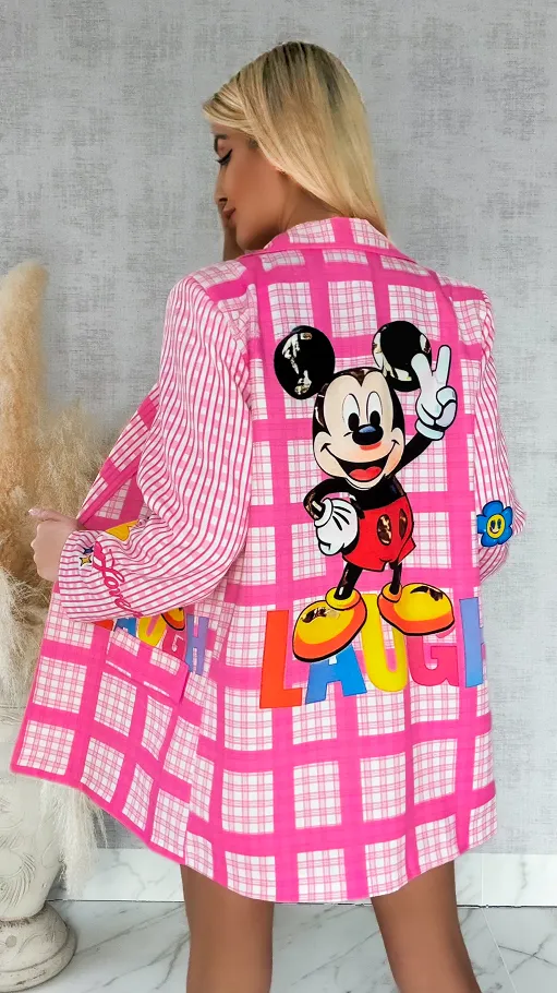 Oryginalna marynarka na wiosnę z bajkową myszką OVERSIZE - R888