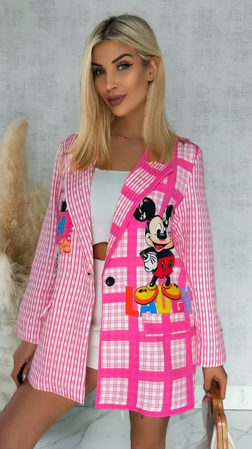 Oryginalna marynarka na wiosnę z bajkową myszką OVERSIZE - R888