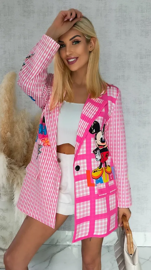 Oryginalna marynarka na wiosnę z bajkową myszką OVERSIZE - R888