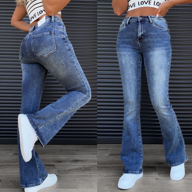Denim jeans super elastyczne spodnie jeansowe FLARED dzwony - S267