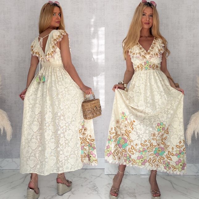 Idealna na lato długa sukienka BOHO na ramiączkach ONE SIZE - S132