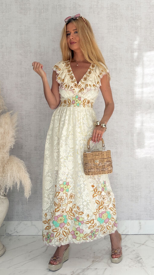 Idealna na lato długa sukienka BOHO na ramiączkach ONE SIZE - S132
