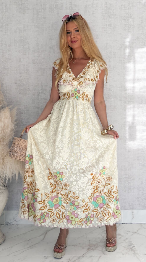 Idealna na lato długa sukienka BOHO na ramiączkach ONE SIZE - S132