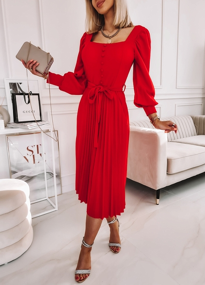 Elegancka sukienka z plisą RED - J925B