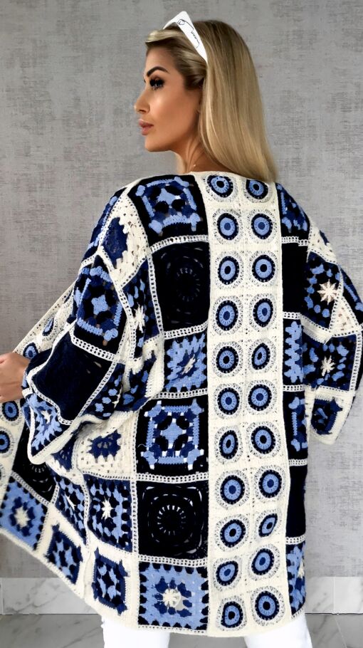 Wiosenna szydełkowa narzutka ONE SIZE blue - R645