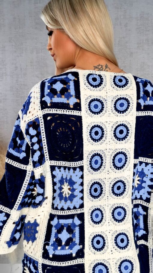 Wiosenna szydełkowa narzutka ONE SIZE blue - R645