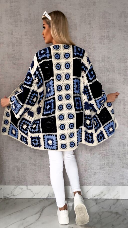 Wiosenna szydełkowa narzutka ONE SIZE blue - R645