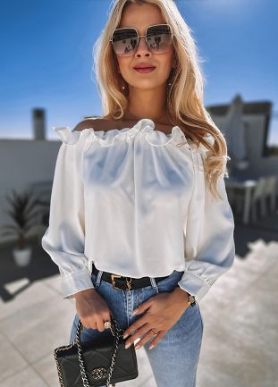 Bluzka hiszpanka z falbanka WHITE - L532A