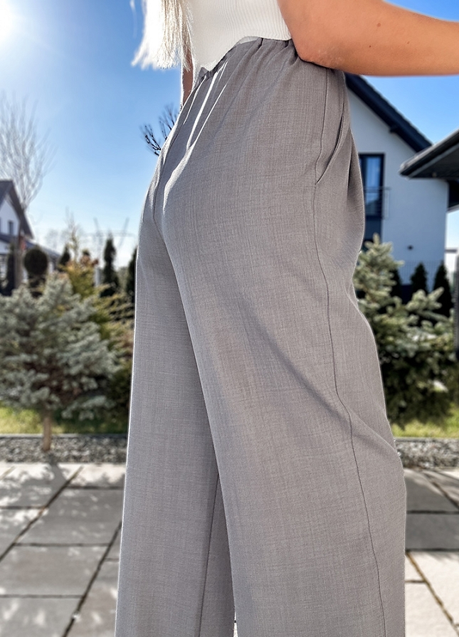 Wygodne wiosenne spodnie z białym pasem SZARE - M880