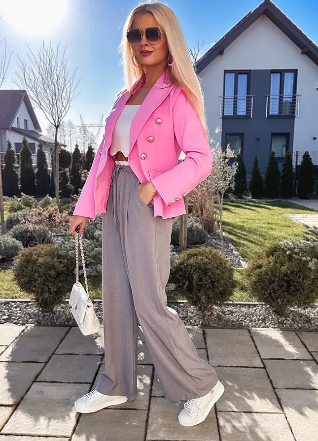 Klasyczna marynarka ze złotymi guzikami RÓŻOWA - M821A