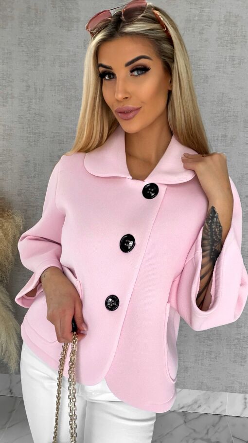 Pudełkowy płaszcz na wiosnę w kolorze PINK - P546