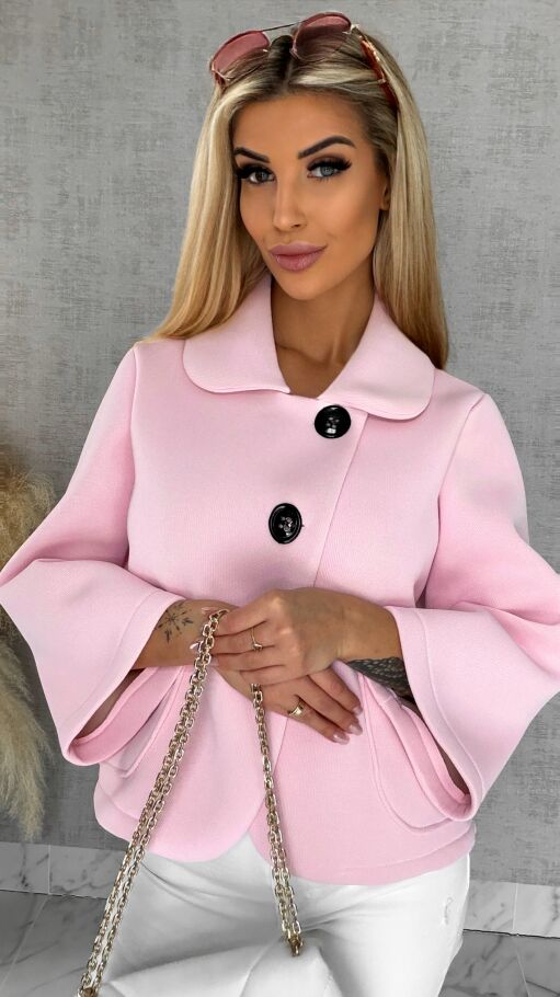 Pudełkowy płaszcz na wiosnę w kolorze PINK - P546