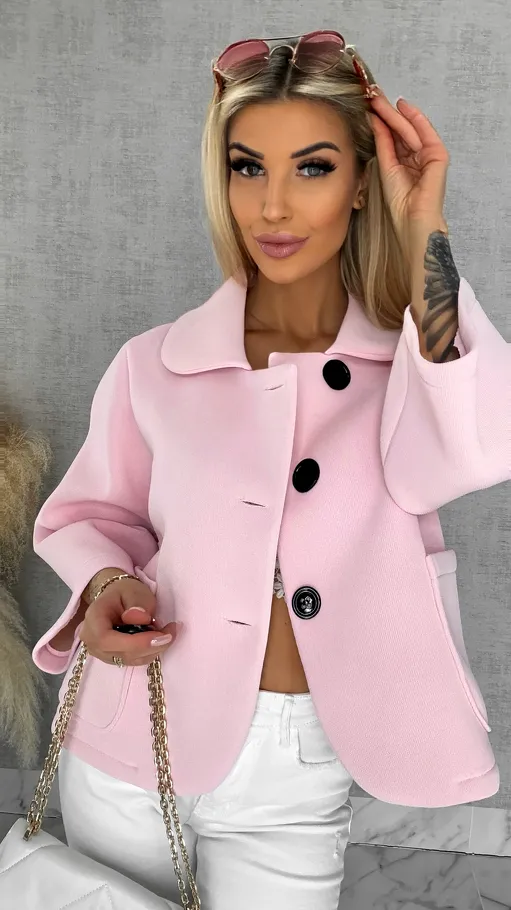 Pudełkowy płaszcz na wiosnę w kolorze PINK - P546