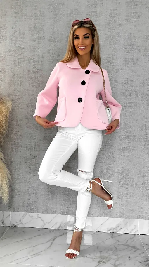 Pudełkowy płaszcz na wiosnę w kolorze PINK - P546