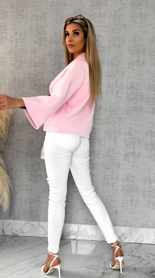 Pudełkowy płaszcz na wiosnę w kolorze PINK - P546