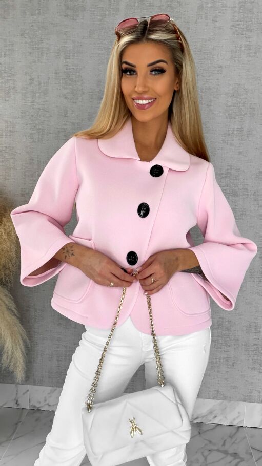 Pudełkowy płaszcz na wiosnę w kolorze PINK - P546