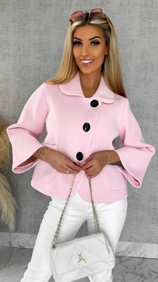 Pudełkowy płaszcz na wiosnę w kolorze PINK - P546