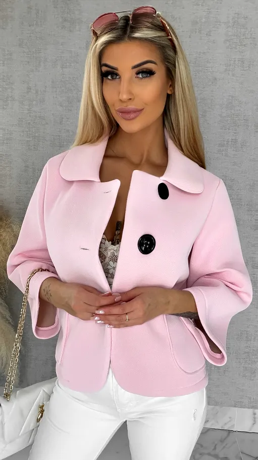 Pudełkowy płaszcz na wiosnę w kolorze PINK - P546